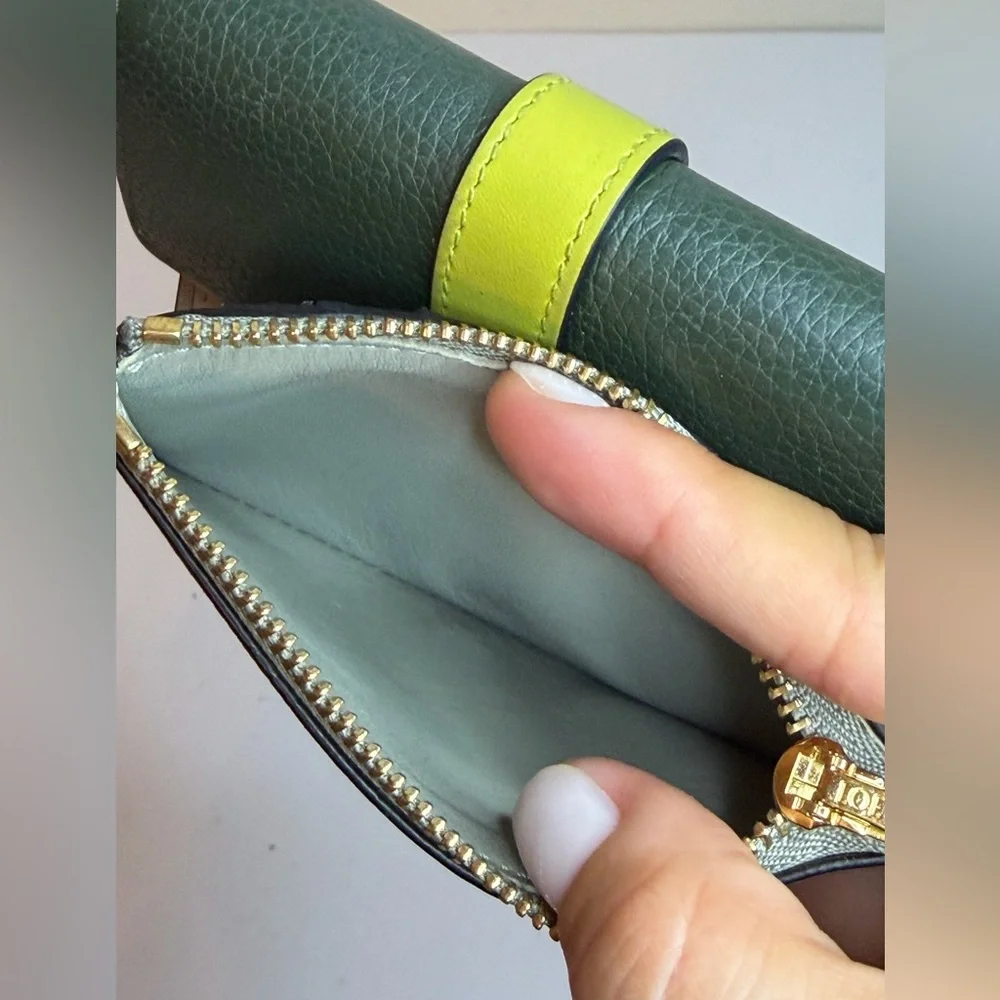 Loewe Small Vertical Wallet Green/Lime Yellow Grained Calf Leather